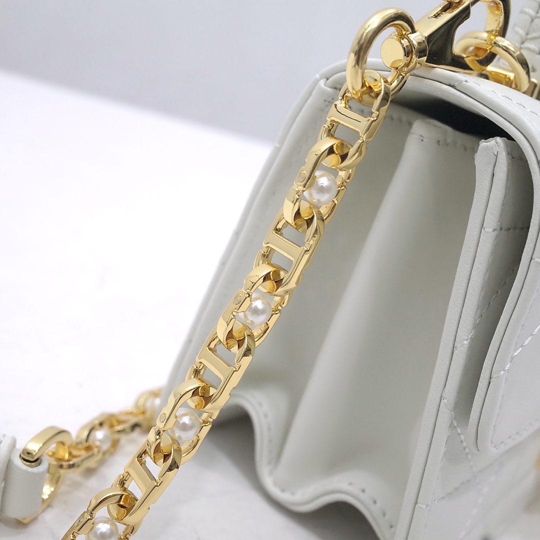 Mini Dior Ange Bag White Macrocannage Lambskin